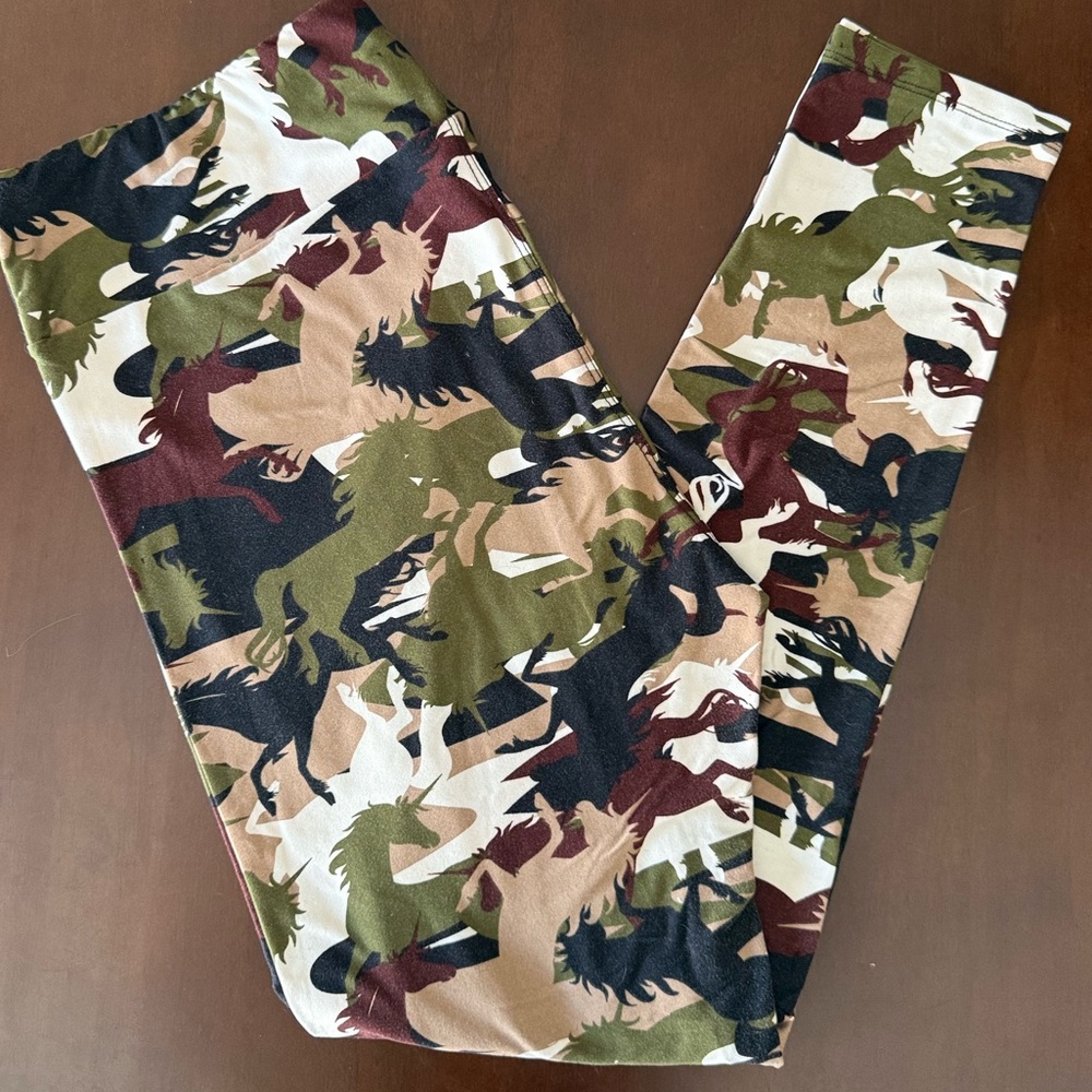 LuLaRoe Green and Brown UNICORN Camouflage Leggings